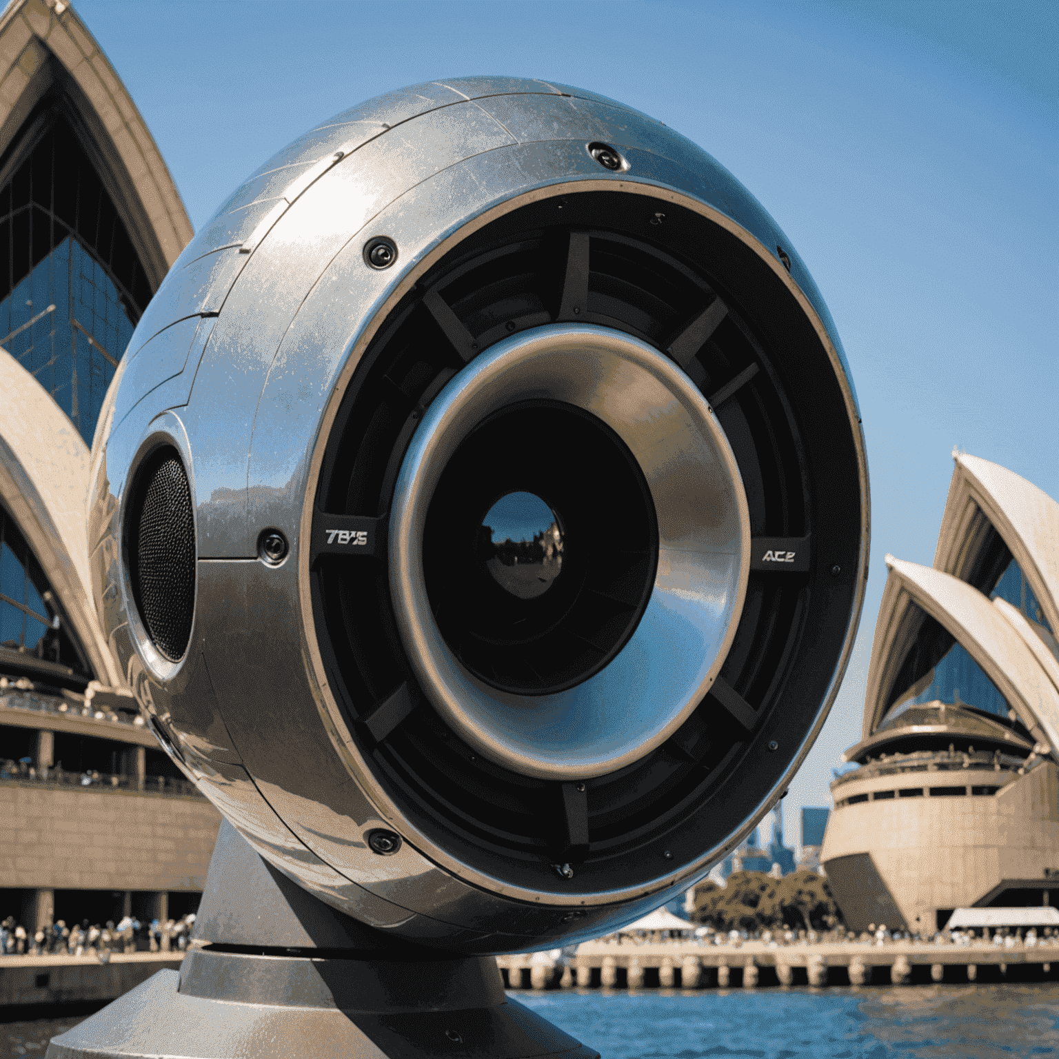 A close-up of a speaker's mouth, demonstrating clear articulation against a backdrop of Sydney Opera House